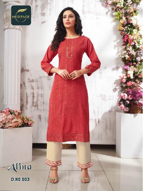 Heritage Alina Rayon Kurti With Bottom Collection 